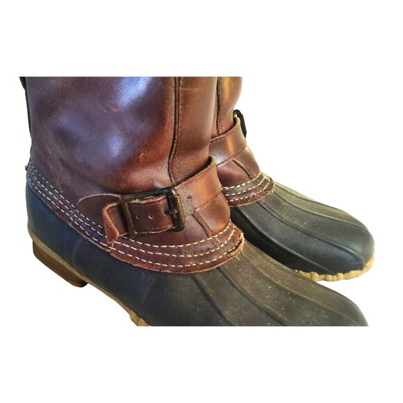 L.L. Bean Women's 8 Maine Hunting Shoe Brown/Black Leather Rubber Duck Boots - Picture 6 of 13